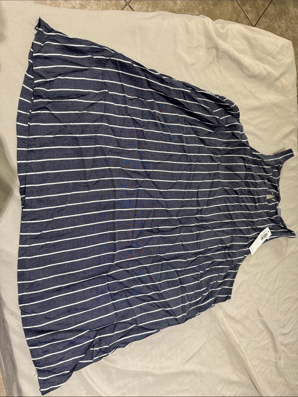 Old Navy Navy and White Striped Sleeveless Tank